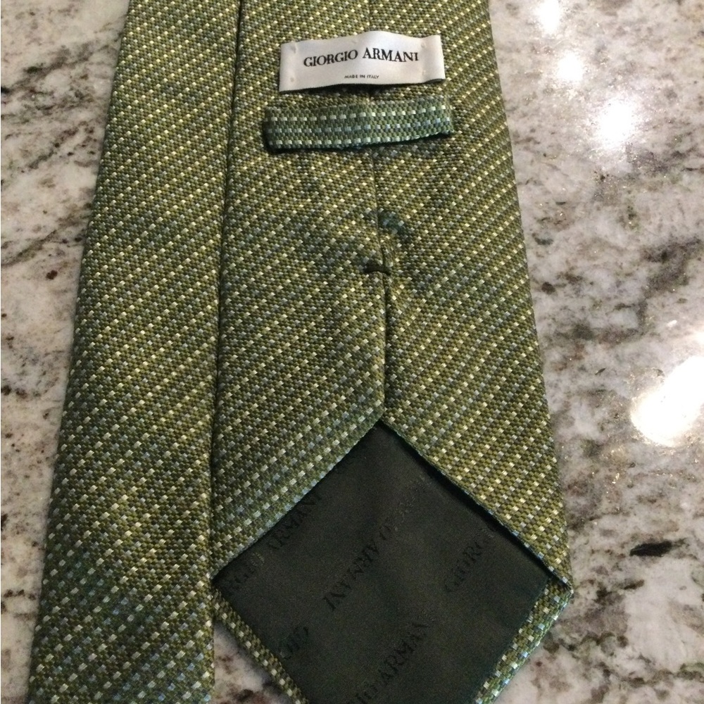 Giorgio Armani Green Textured Silk Tie with Subtle Speckle